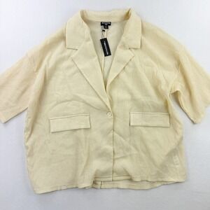 Pretty Little Thing Plus Size Blazer Size 22 Cream Button Short Sleeve 60" chest